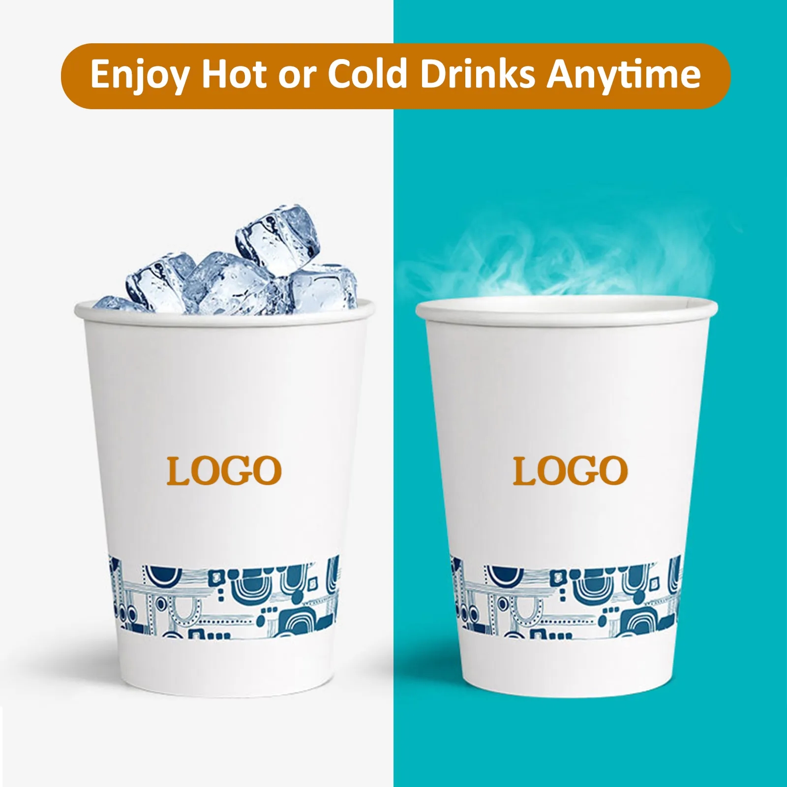 White Disposable Paper Coffee Cup Hot Cold Beverage Drinking 2