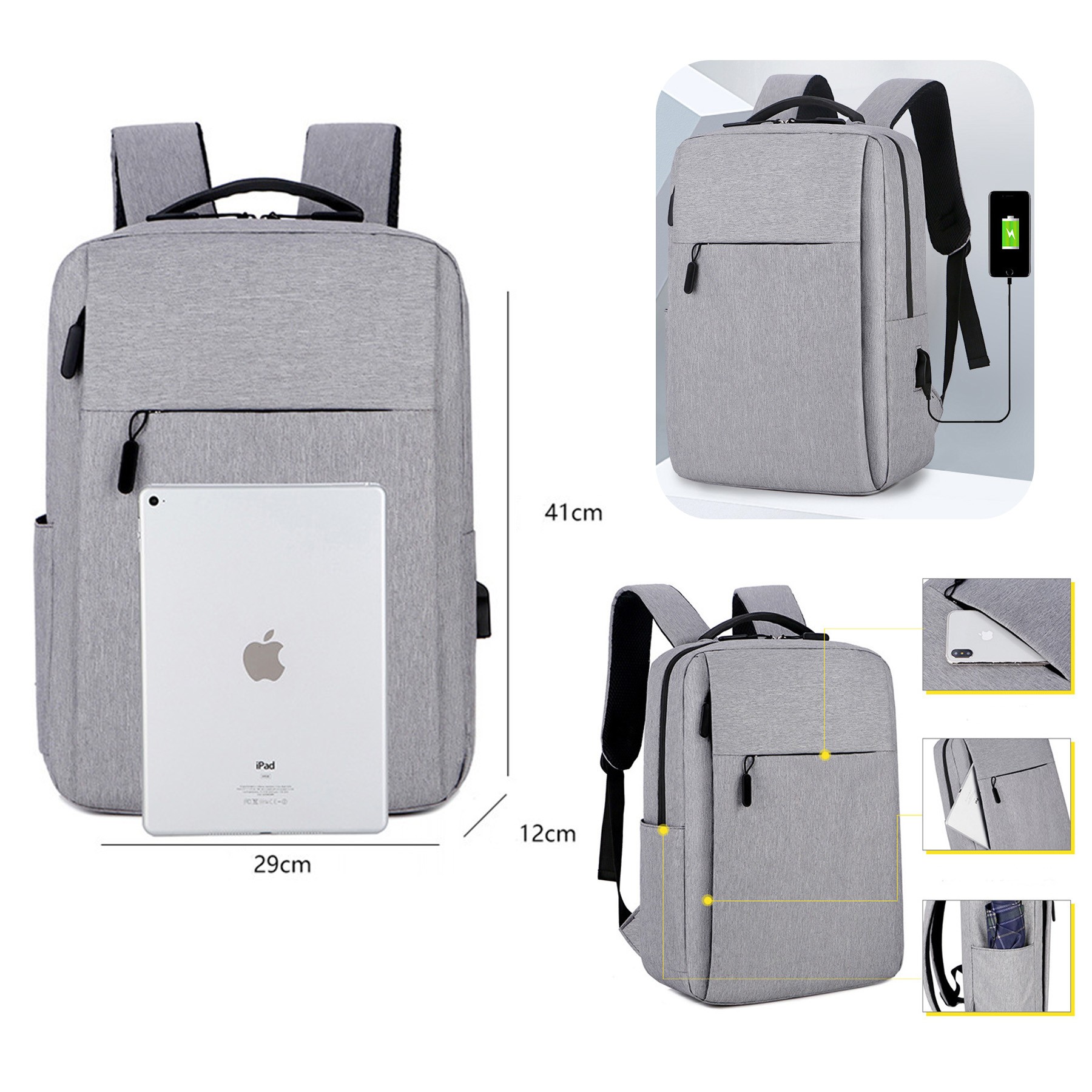 Business Backpack for Men with USB Charging Port 2