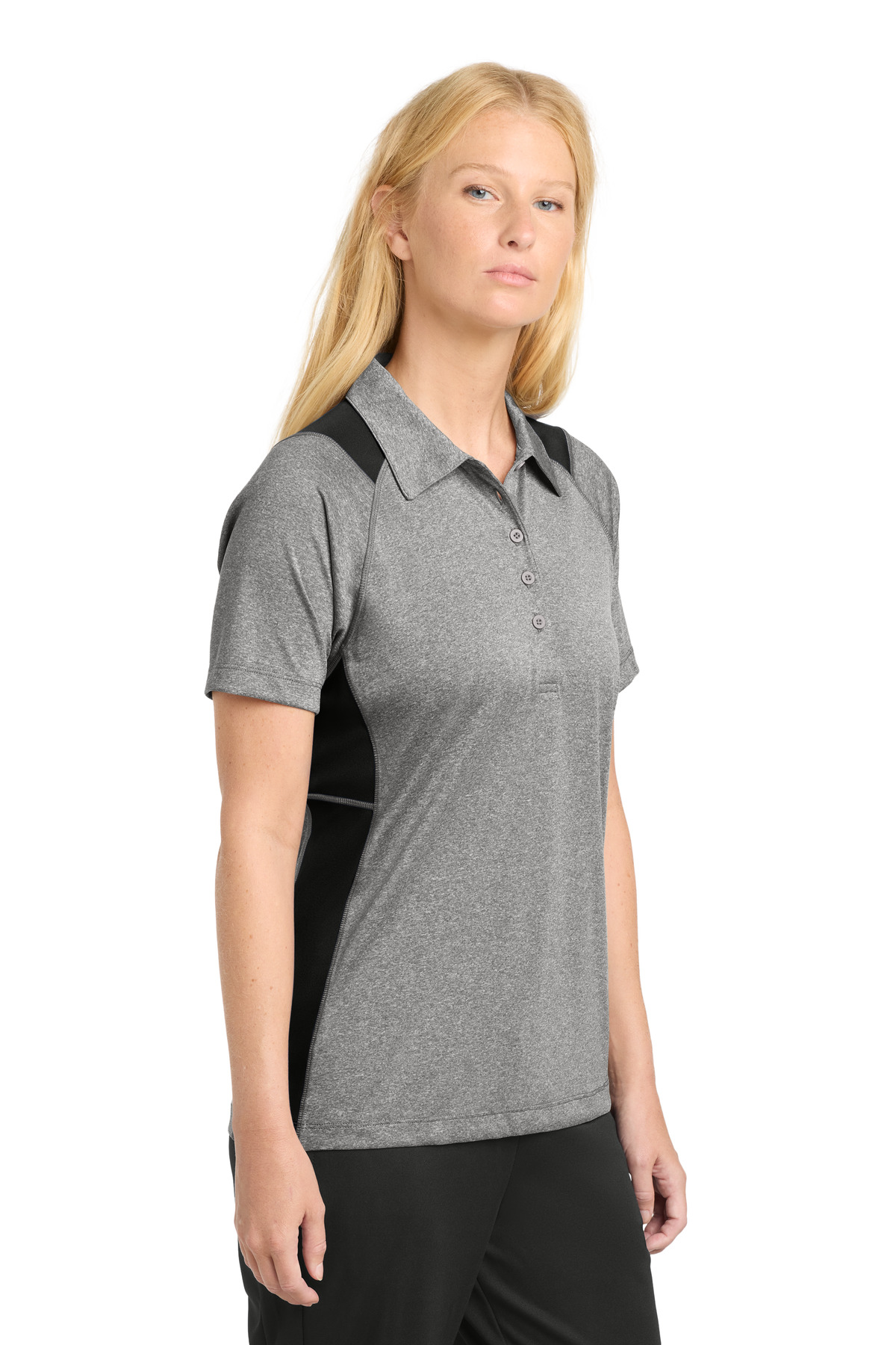 Sport-Tek Women's Heather Colorblock Contender Polo. LST665 6