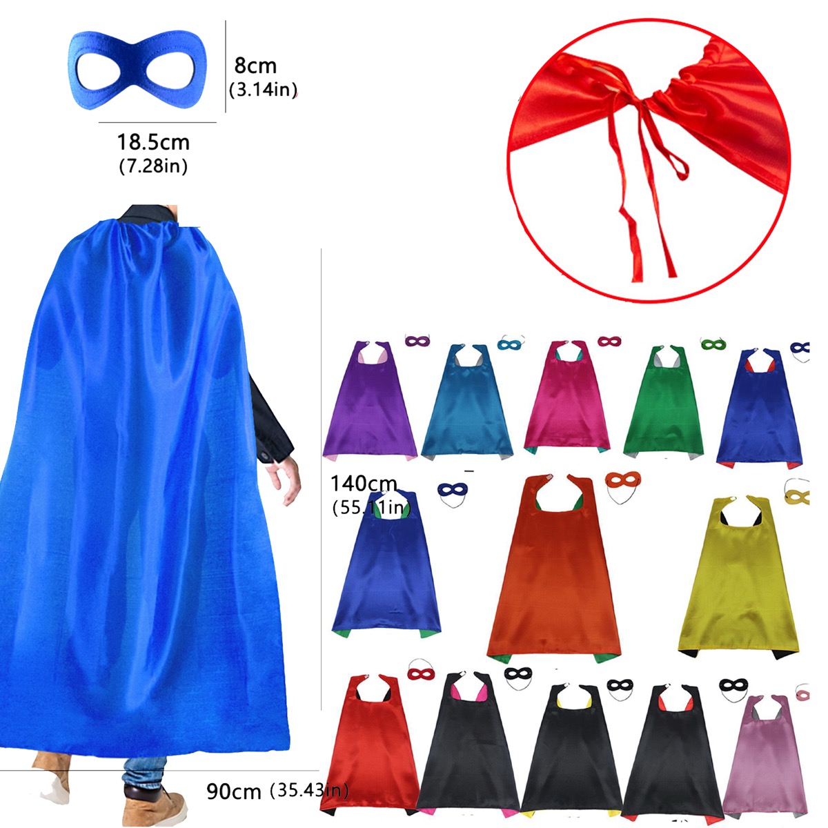 Dual Layer Cartoon Kids Cloak Adult Cape w/Mask 2