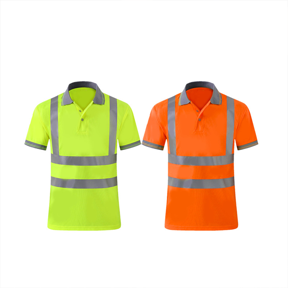 High Visibility Reflective Construction Safety Polo T Shirt
