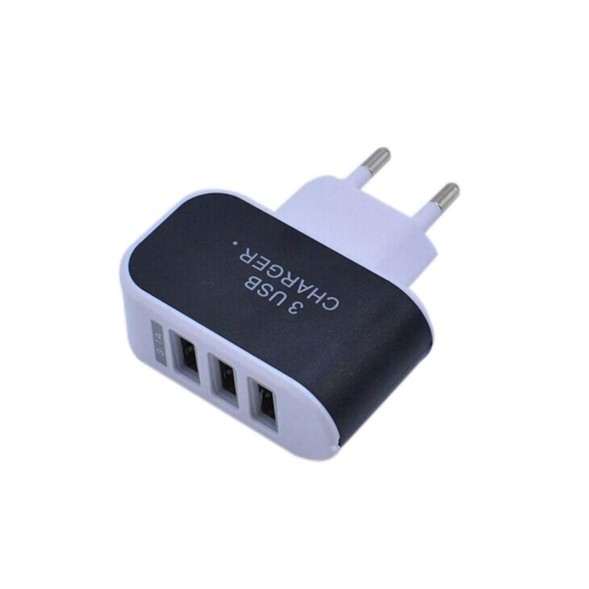 Three Port Wall Charger 5 Volt 2 Amp 2.6" x 2.4" 4