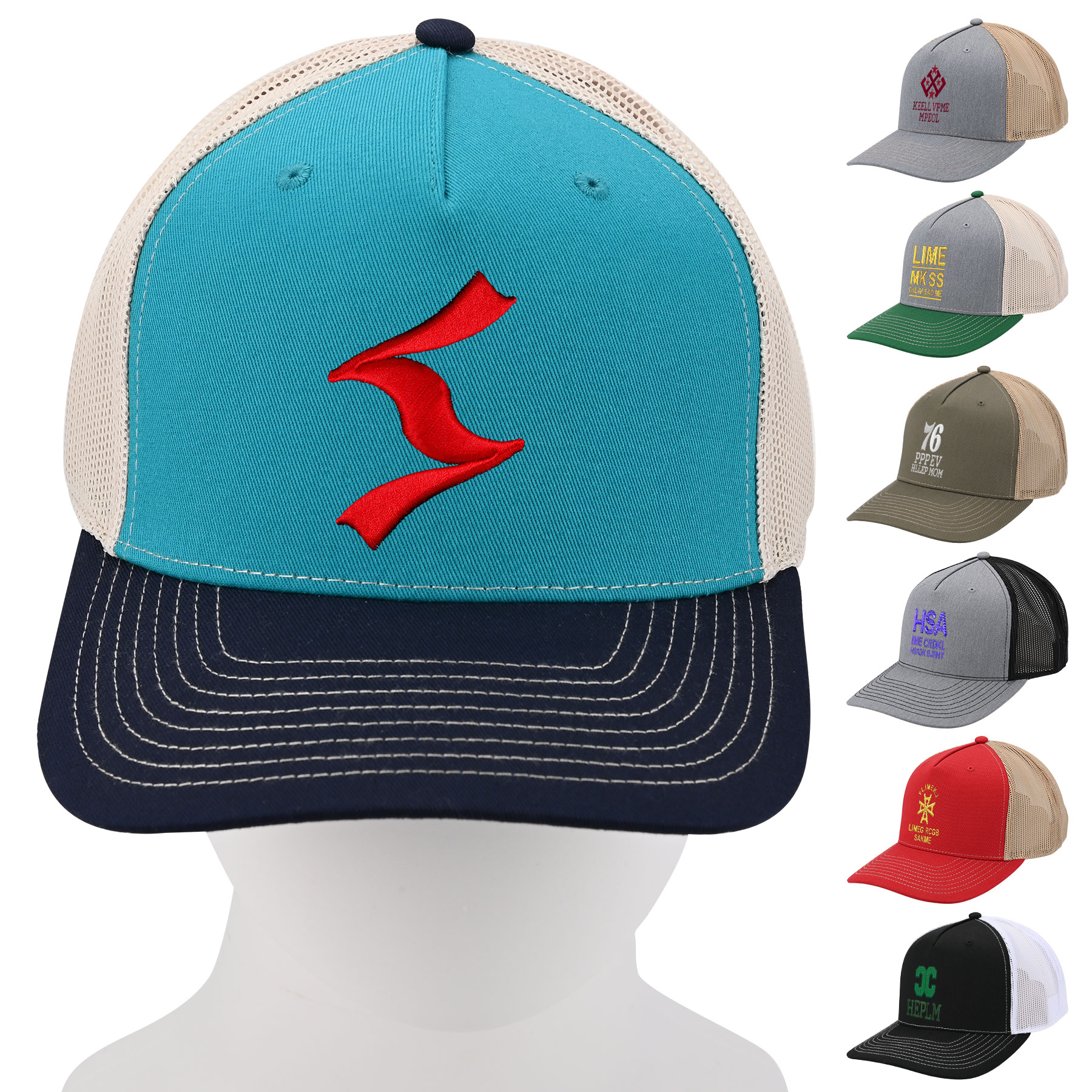 Cotton-Mesh Trucker Cap With Adjustable Snapback 3