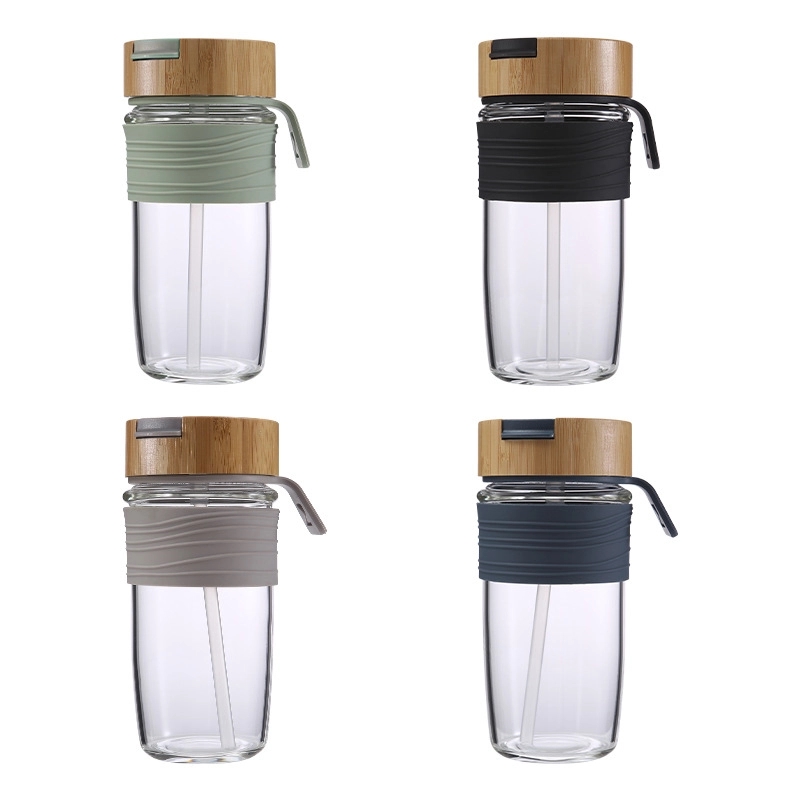 Custom 20 oz Glass Tumbler With Bamboo Lid And Straw 7