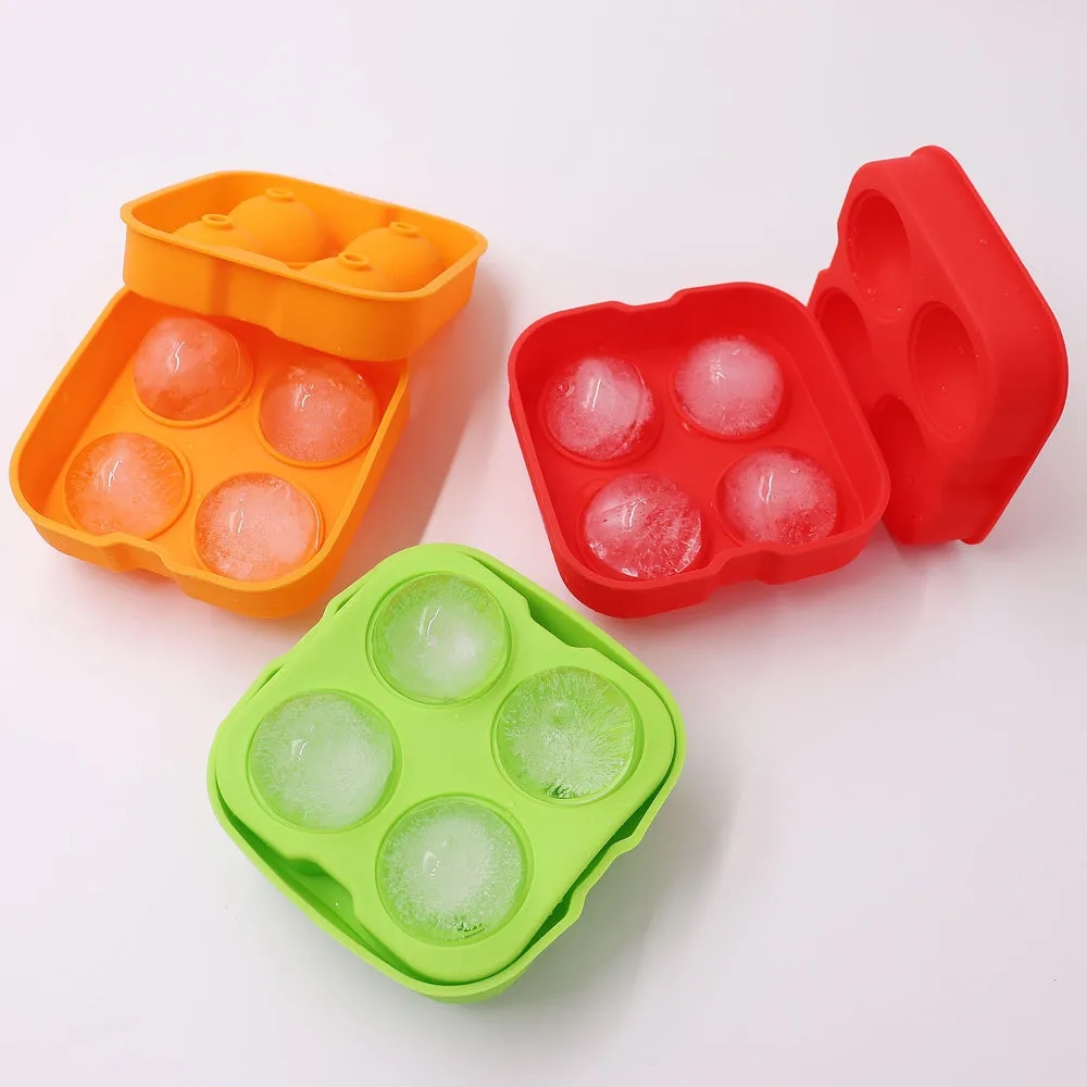 4 Silicone Ice Cube Sphere Molds 3