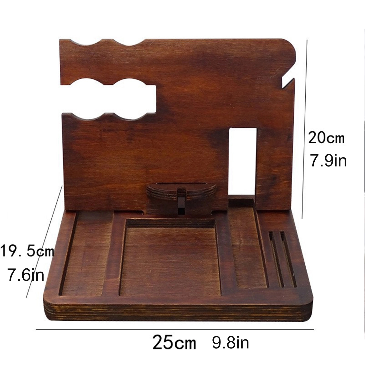 Wood Phone Docking Station Key /Wallet/Watch Organizer 2