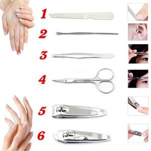6 Pieces Manicure Set With Golden PU Leather Case 8