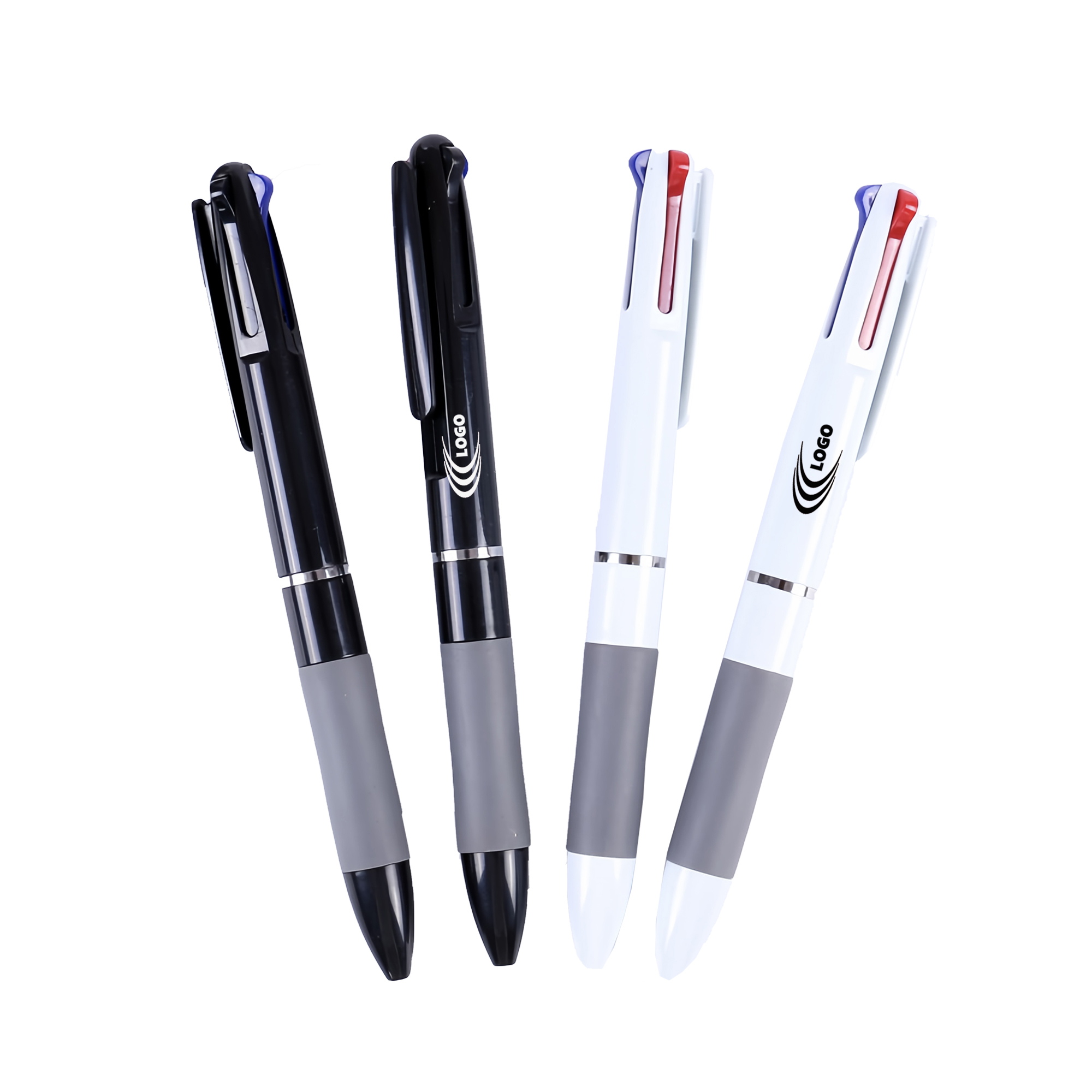 Three-color ballpoint pen with grip section 1