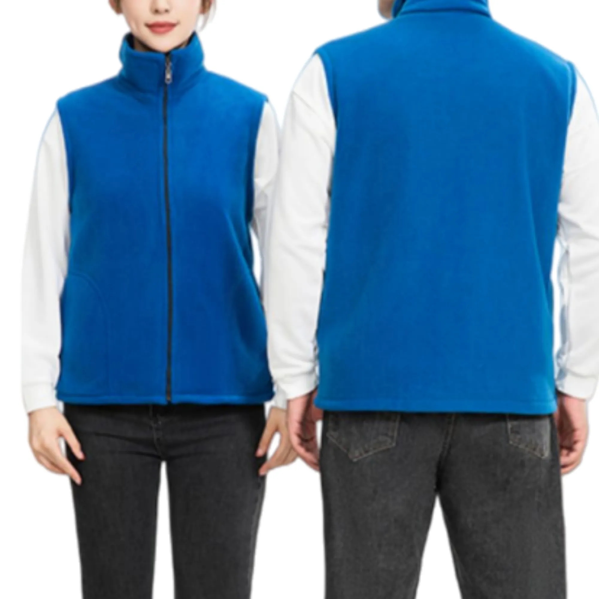 Unisex Full Zip Fleece Lined Vest Winter Sleeveless Gilet 4