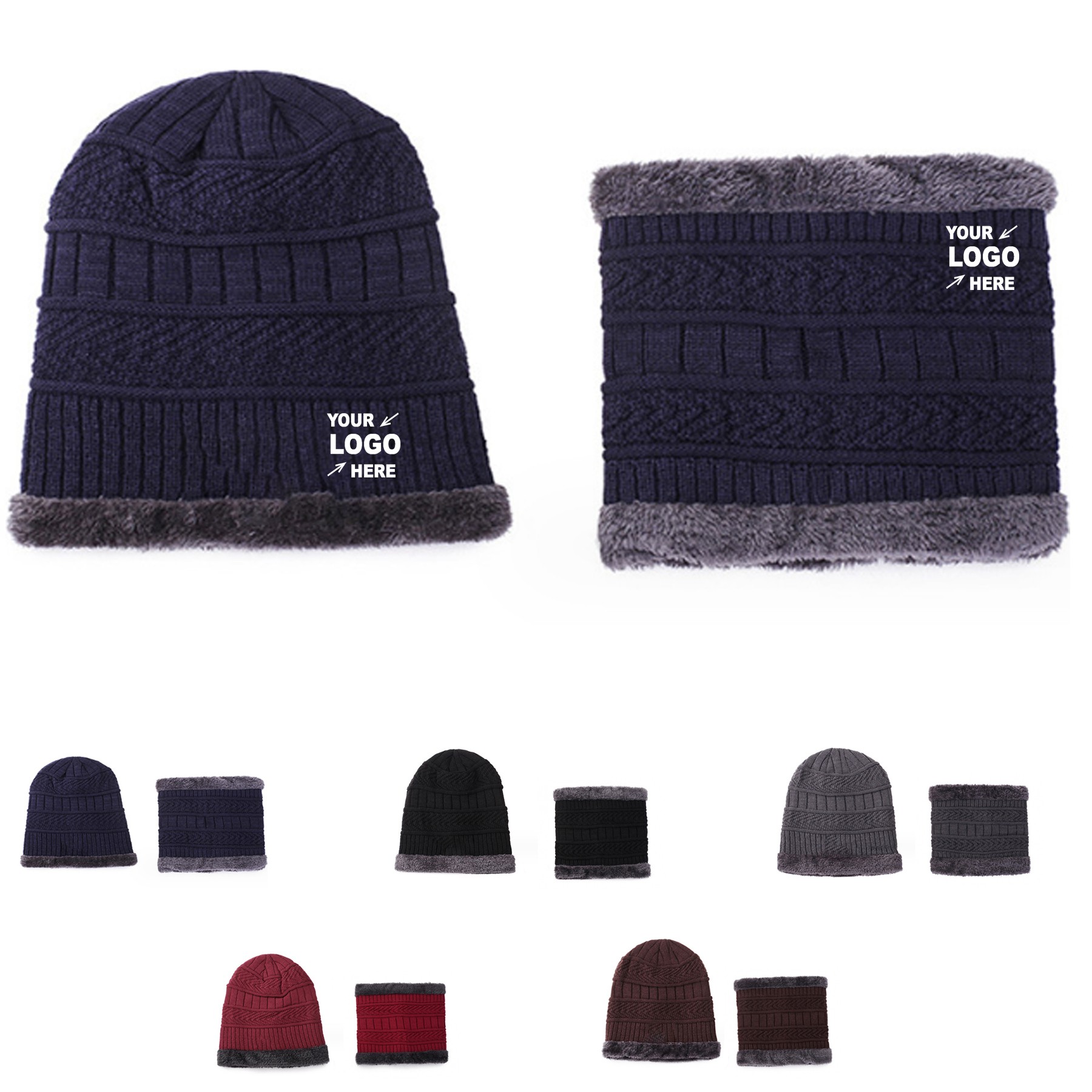 Winter Beanie Hat Scarf Set