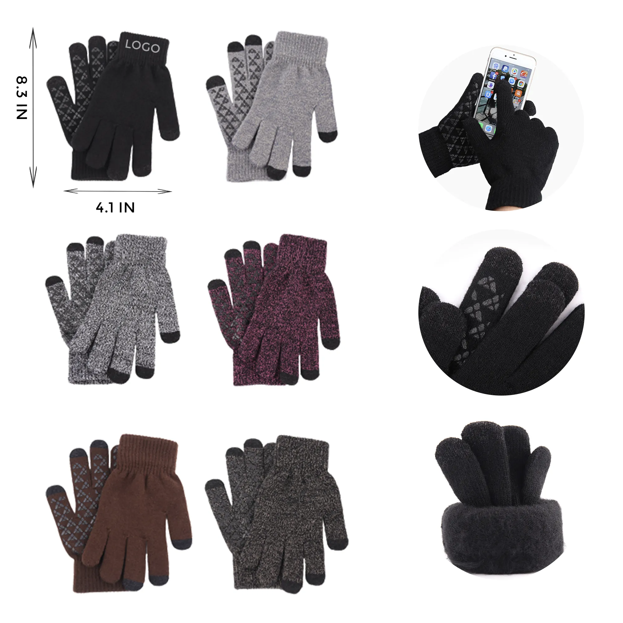 MOQ 10 PCS Touchscreen Thermal Gloves with Fluff Lining 1