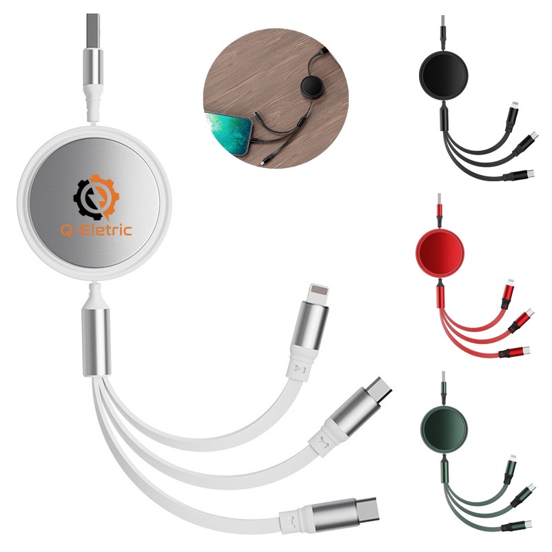 Portable Multi 3" 1 Retractable USB Fast Charging Cable 2