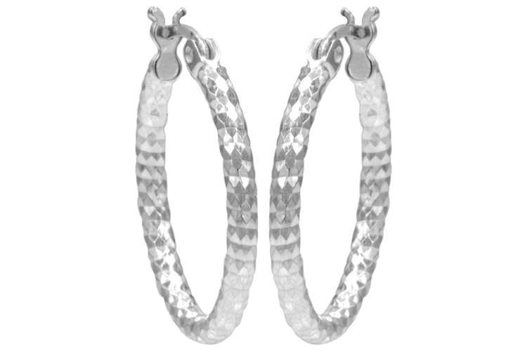 Antwerp Sterling Silver Diamond Cut Hoop Earrings 1
