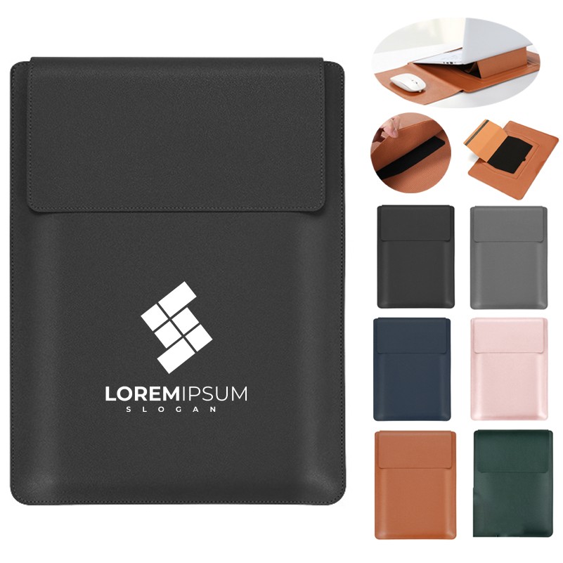 15/16" Multi-Function Laptop Sleeve Stand PU Leather Computer Bag 2