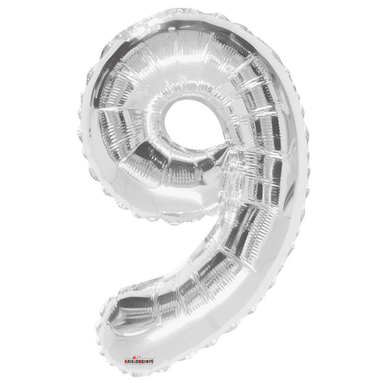 Mylar Number 9 Balloons - Silver 34" 2