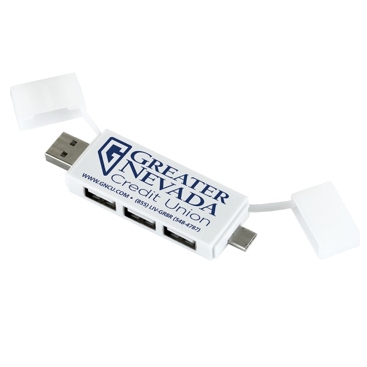 "Freedom" 2 in 1 – 3 Port Mini USB Hub with Type A & Type C Adapter 2