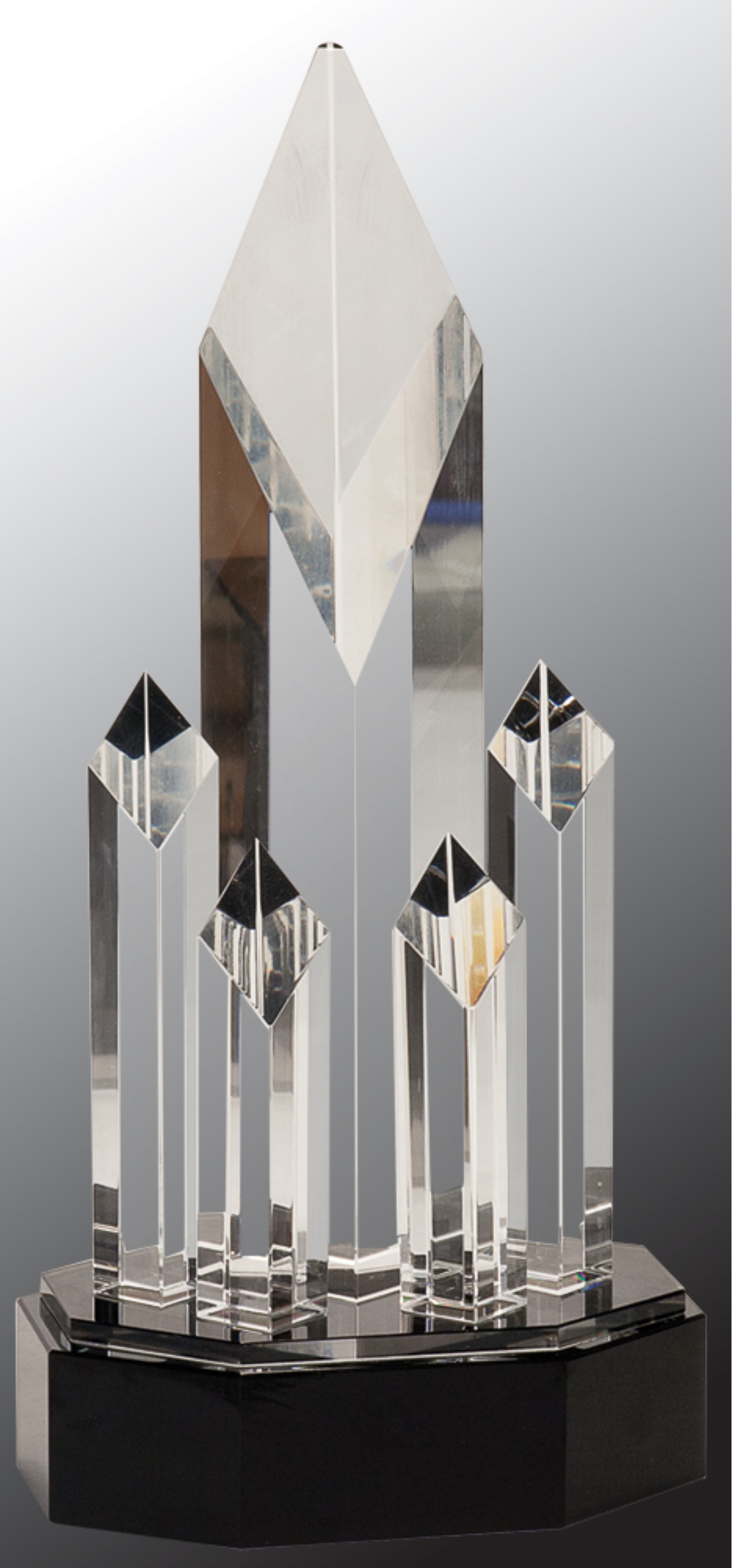 11" Clear Crystal 5 Rising Diamonds Award on Black Pedestal Base 2
