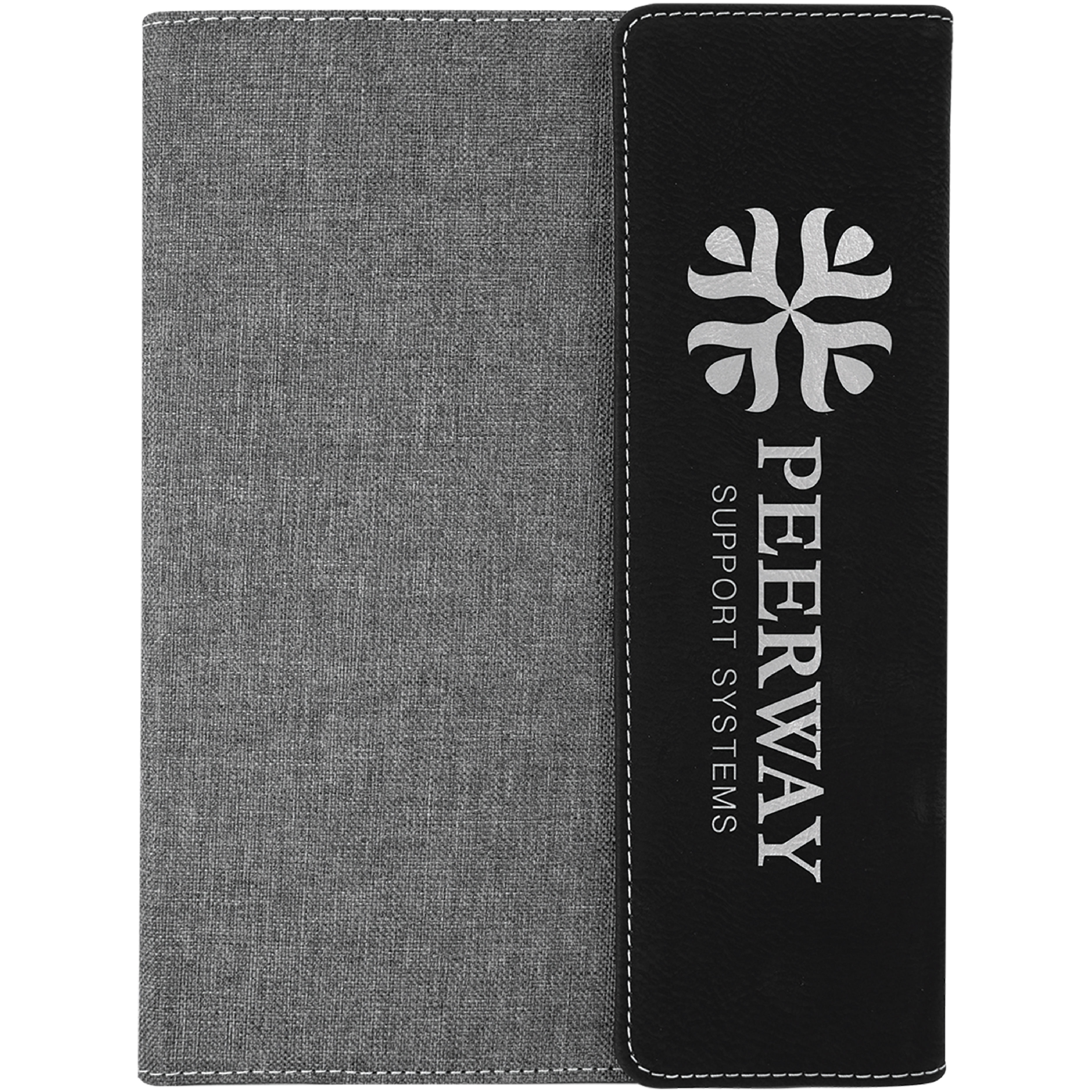 7" x 9" Black & Silver Leatherette & Gray Canvas Portfolio