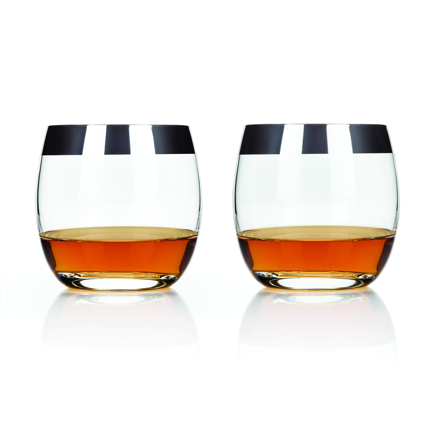 Viski® Chrome Rim Crystal Tumbler, set of 2 4