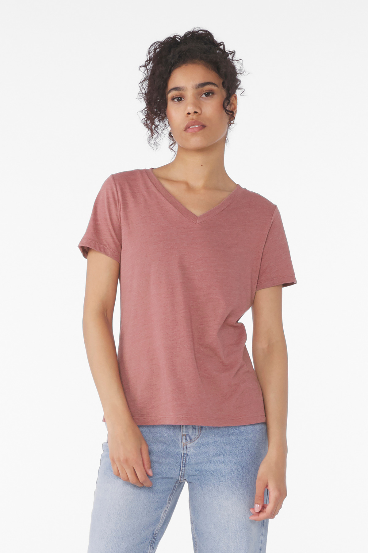 BELLA+CANVAS Women's Relaxed Heather CVC V-Neck Tee BC6405CVC 40