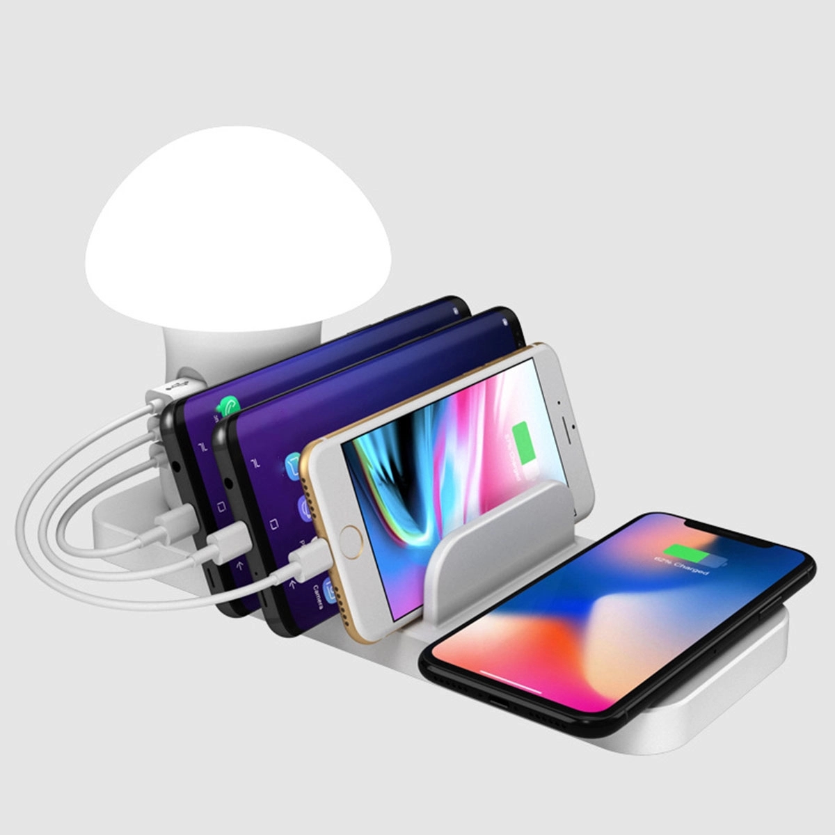 Charging Dock Stations With Mushroom Desk Lamp 5