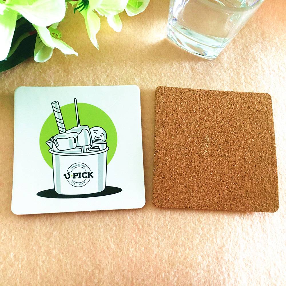 Custom Square Absorbent Cork Coasters 4