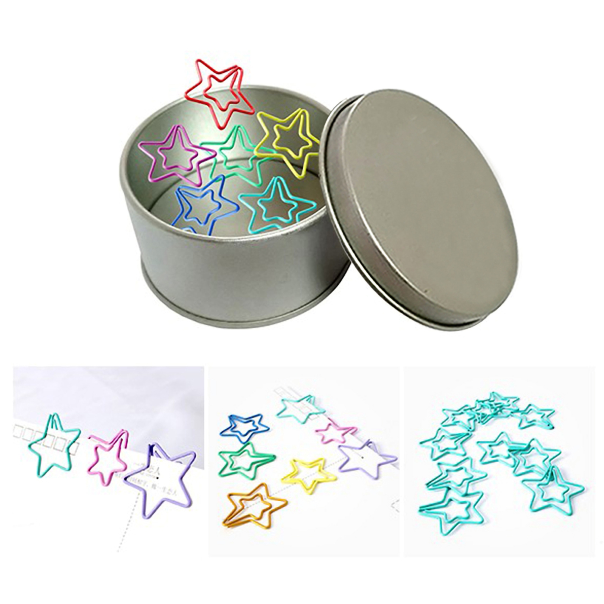 Star Shaped Paper Clips w/Tin Container 3