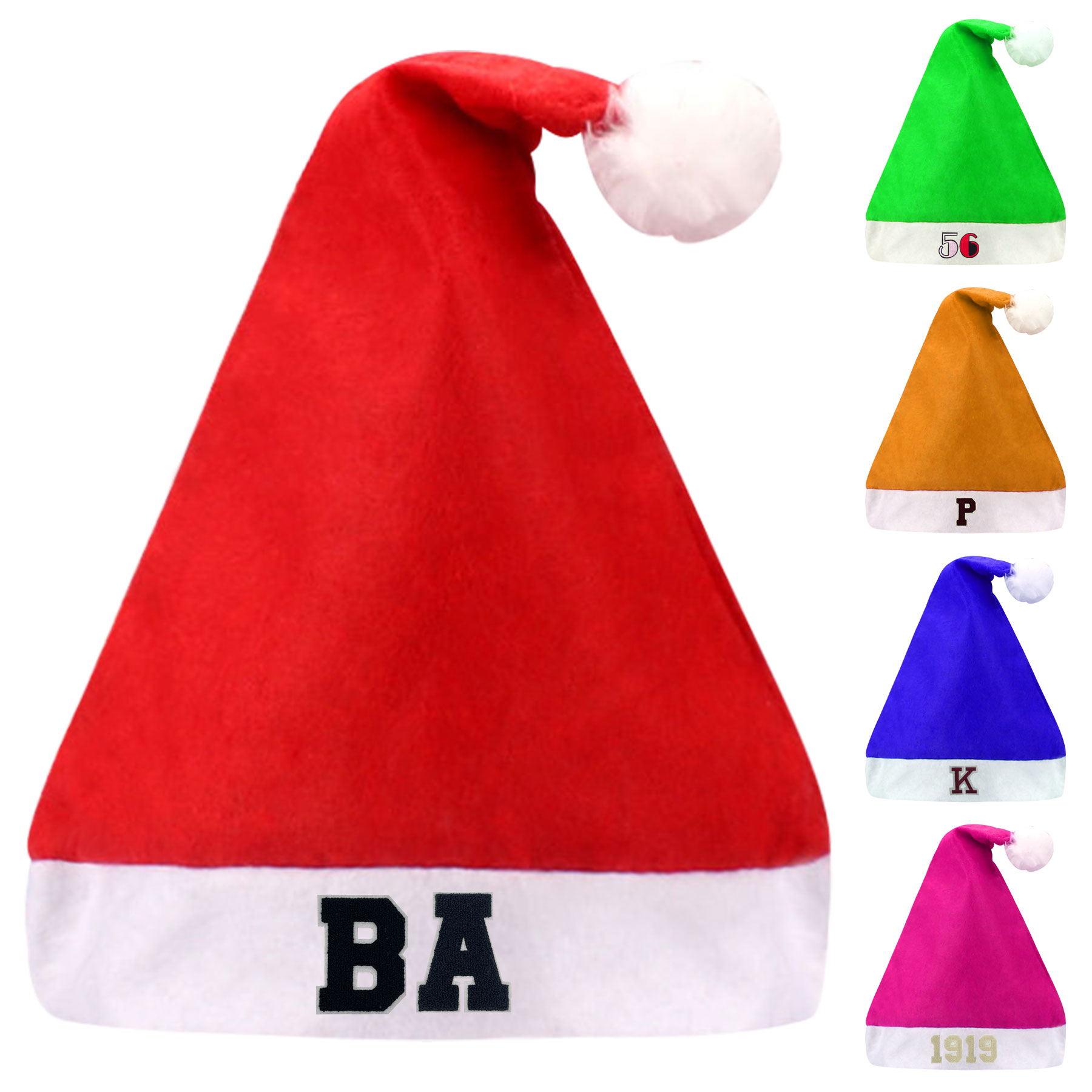 Nonwoven Pom Cuff Christmas Santa Hat 1