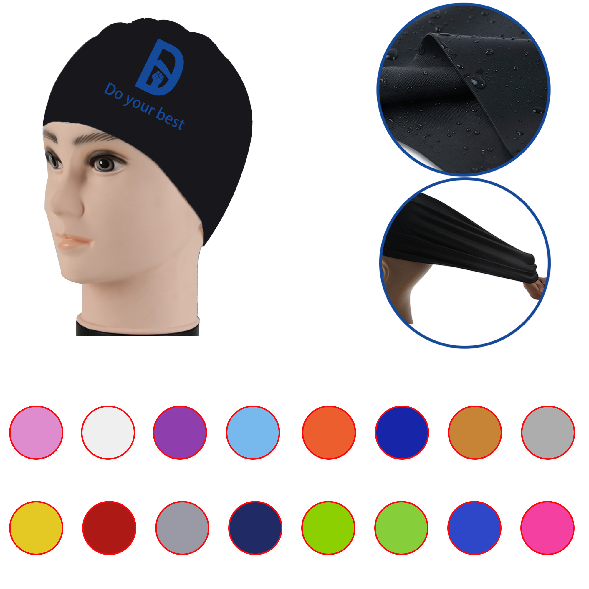 MOQ 50 Durable Silicone Swimming Cap 2