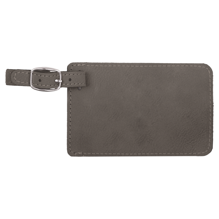 4 1/4" x 2 3/4" Gray Leatherette Luggage Tag 3