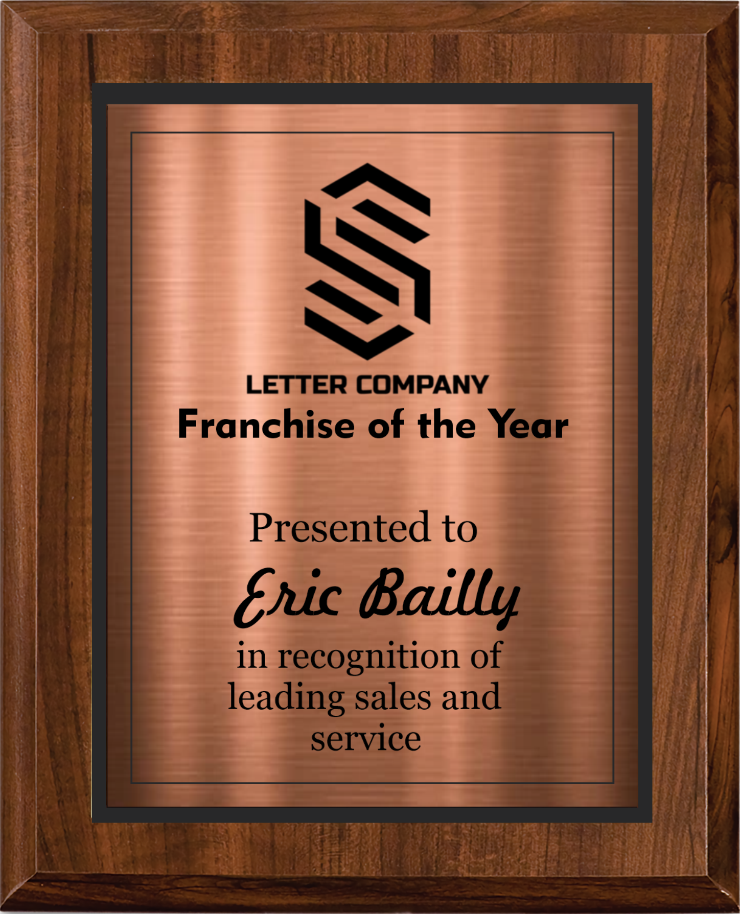 Cherry Finish Plaque w/ Double Engraved Plate 15
