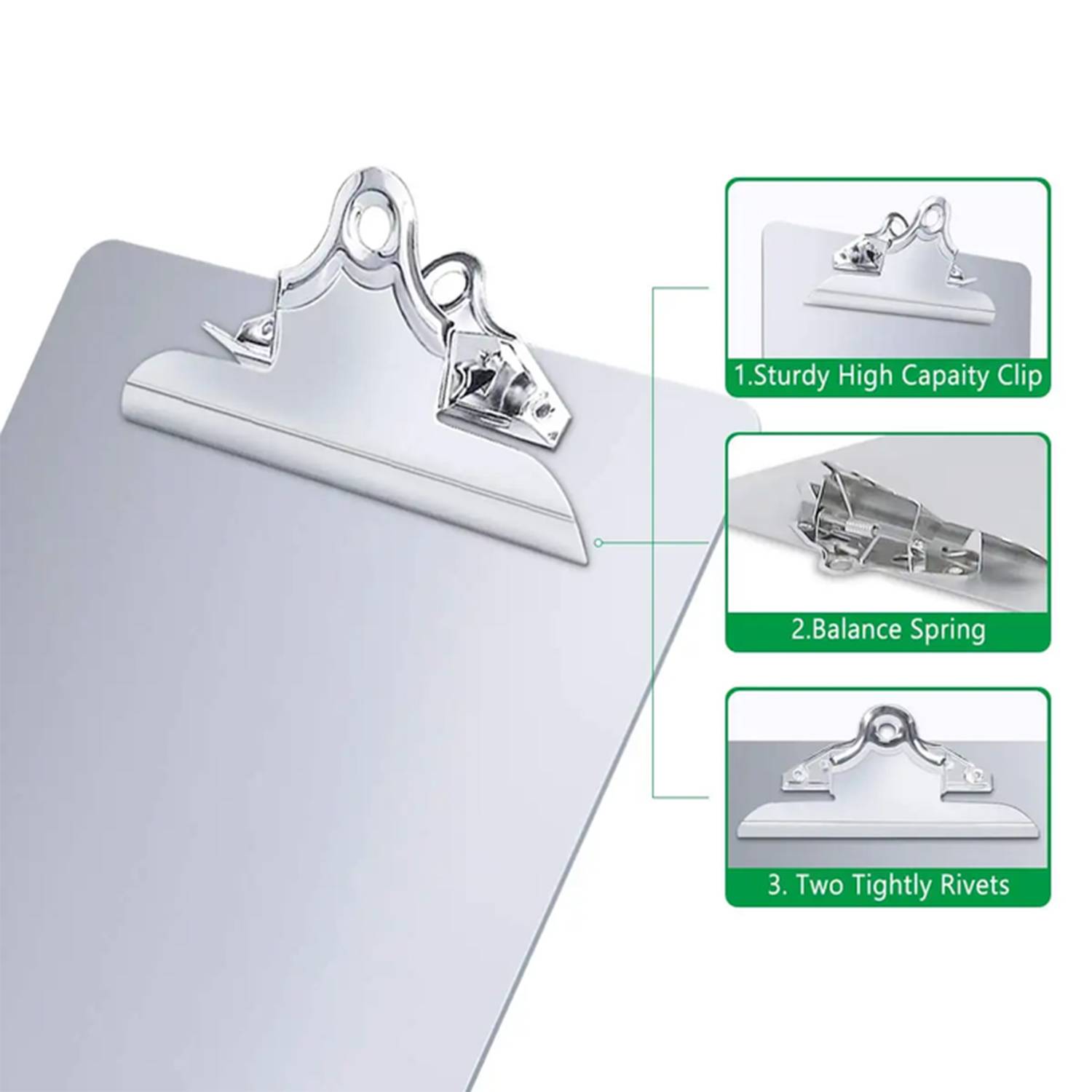 Letter Size High Capacity Clip Aluminum Clipboard 8