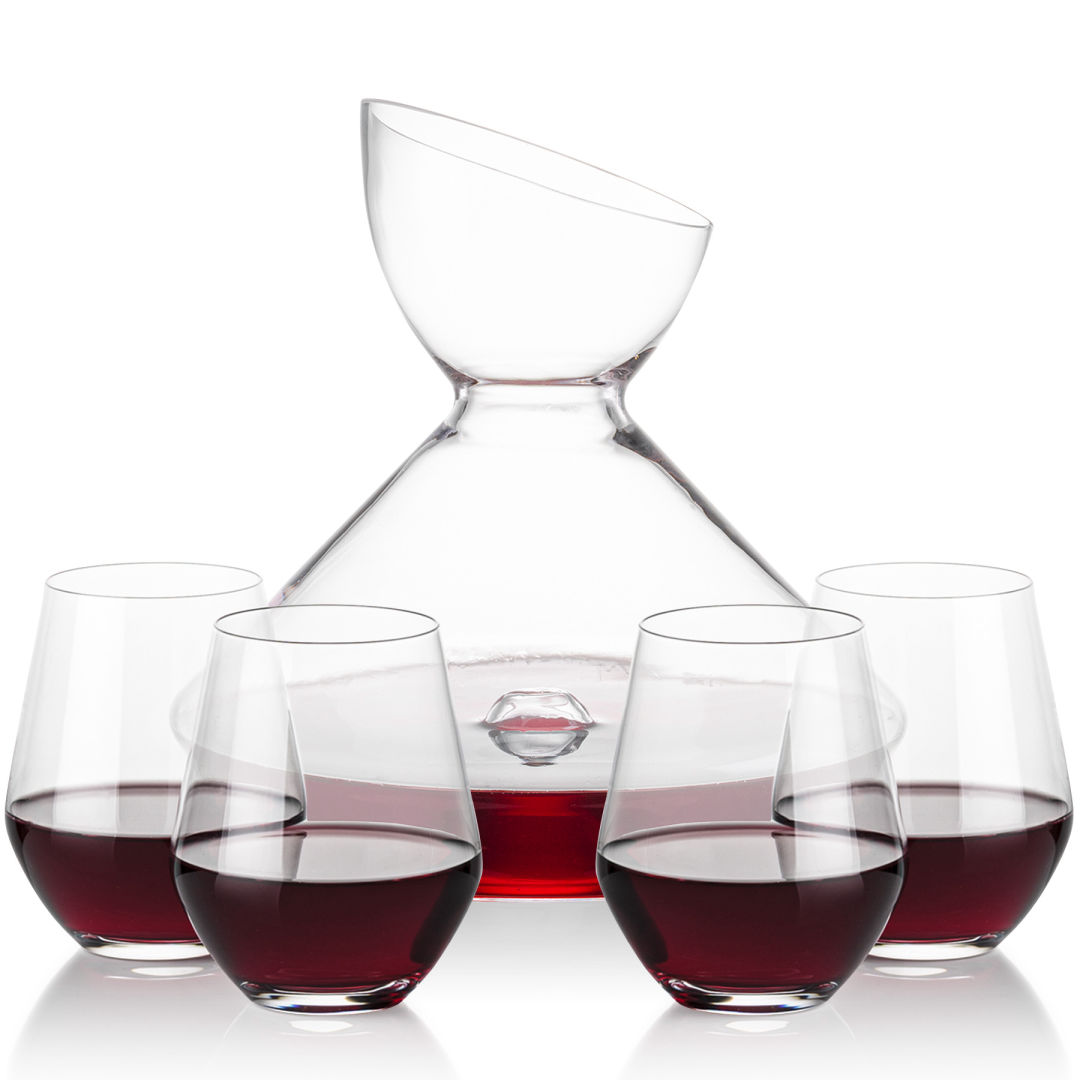 Woodbury Carafe & Reina Stemless Wine 10