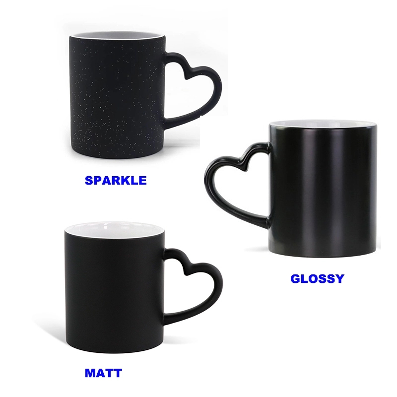 11oz Color Changing Sublimation Ceramic Mug with Heart Handl 2