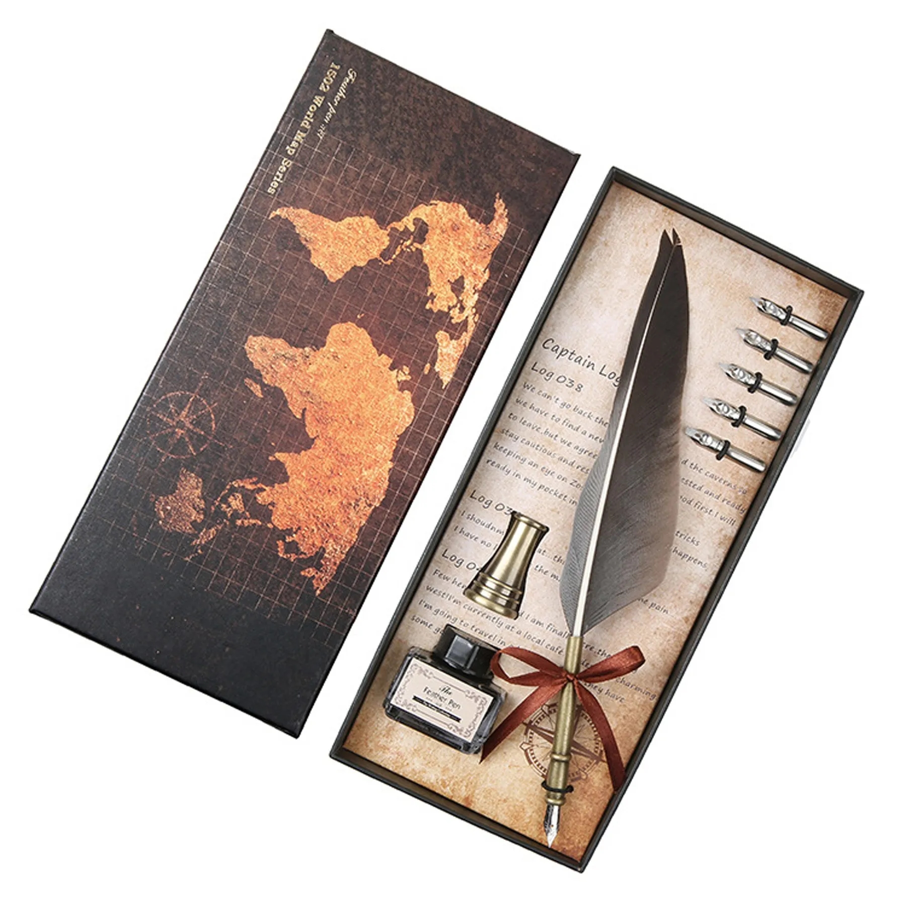 Vintage Luxury Fountain Pen with Feather 12