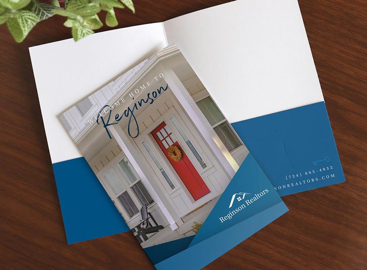 Mini Pocket Folder - Full Color Imprint Std. White Gloss 11