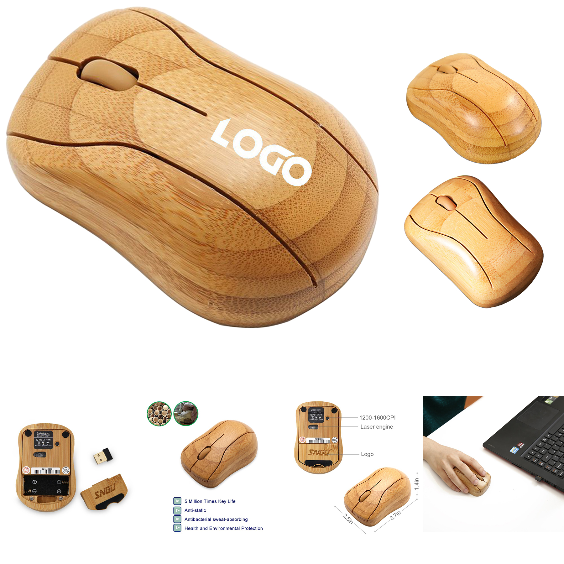 Wireless Optical Bamboo Mouse