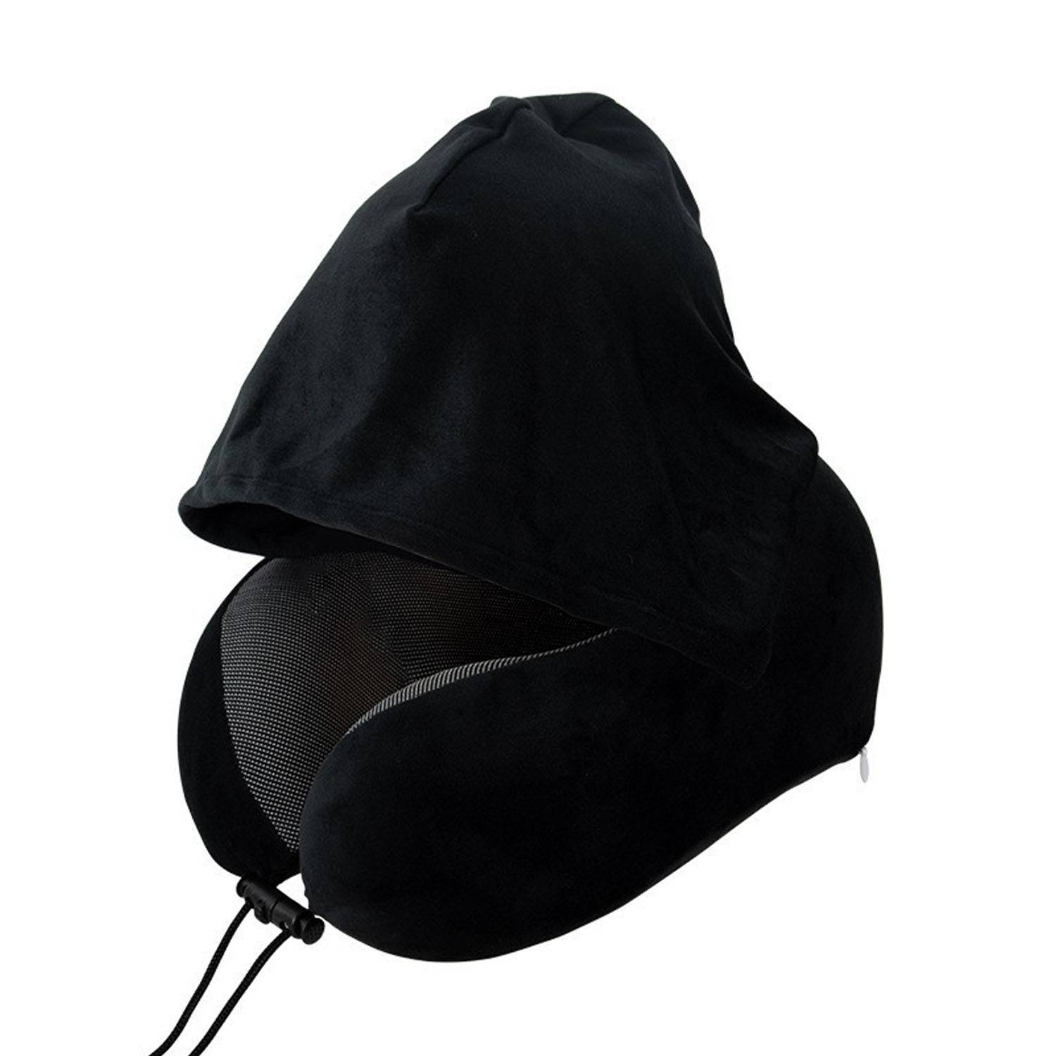 Hooded Memory Foam U Shaped Travel Neck Pillow 3