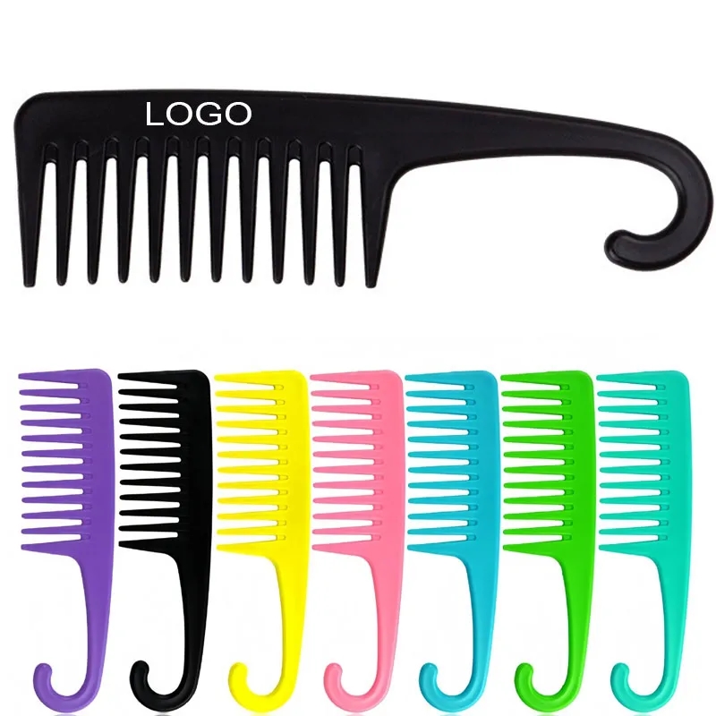 Plastic Wide Tooth Hair Comb with Hook 4