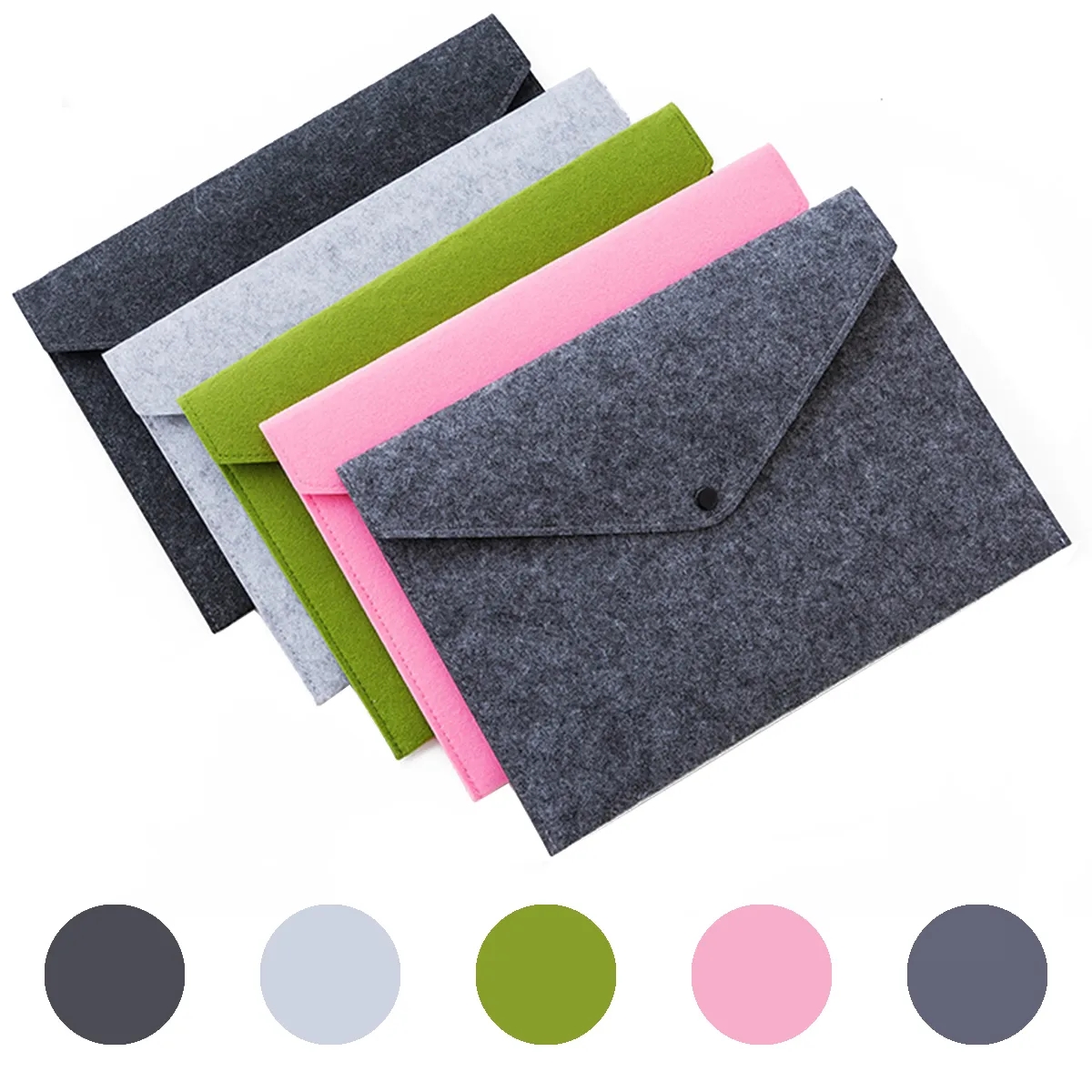 Portable Felt Handbag Button Closure Paper File Folder 3