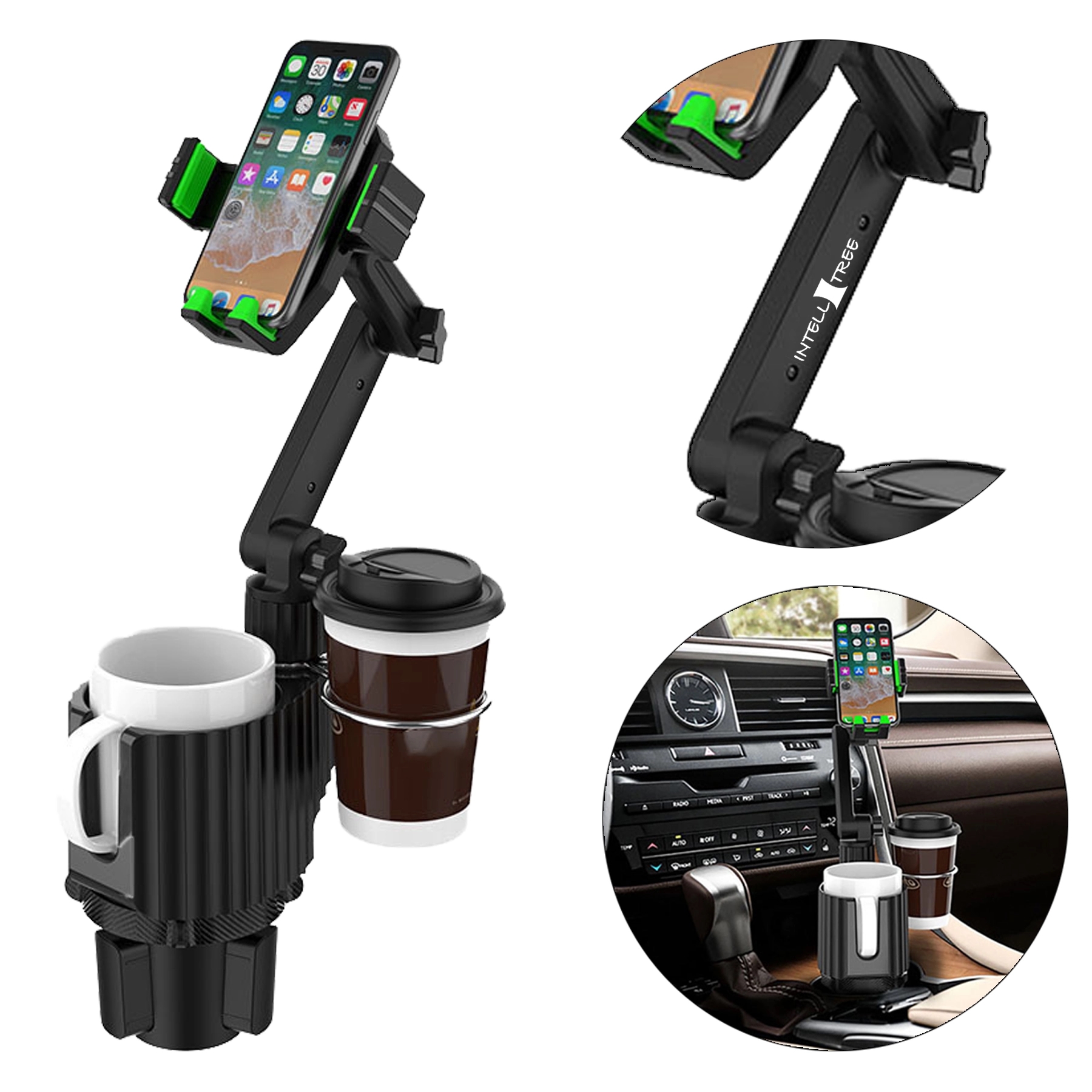 Car Cup Holder Phone Mount Adjustable Base With 360 Rotation 4