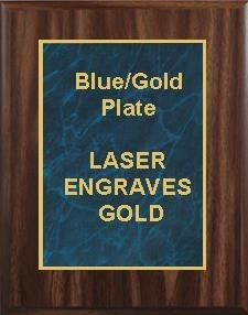 7" x 9" Classic Walnut Finish Plaque with a Blue Marble Designer Plate 2