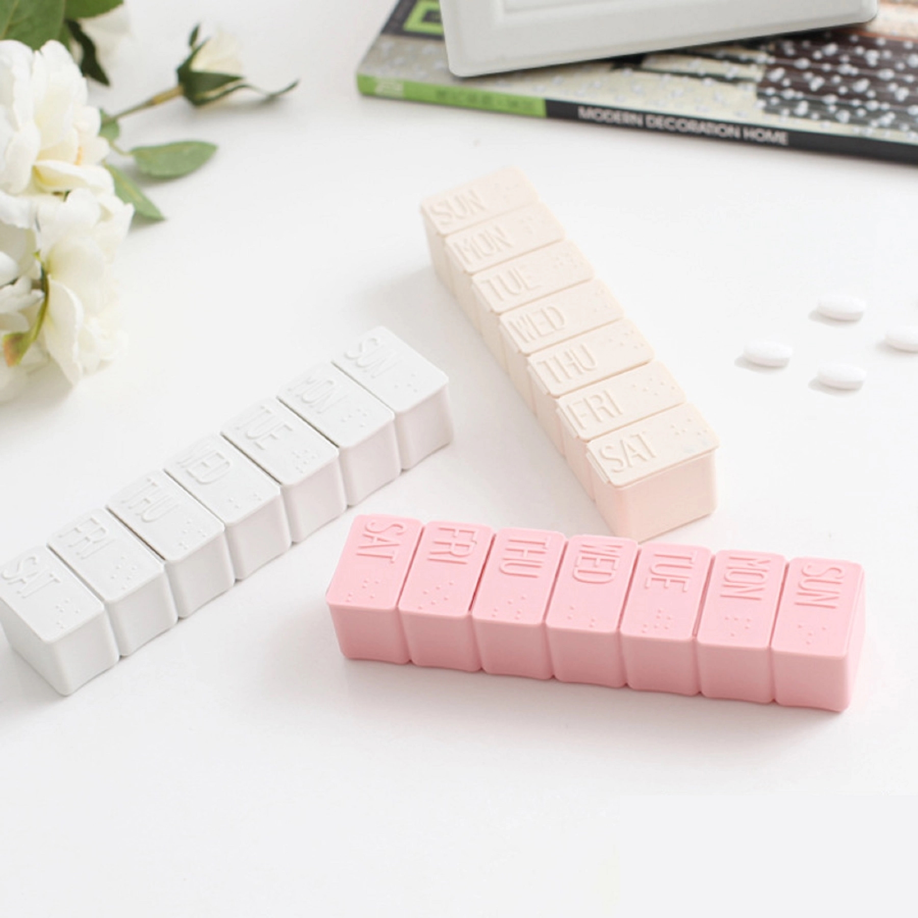 7 Compartment Travel Pill Storage Case with Braille 8