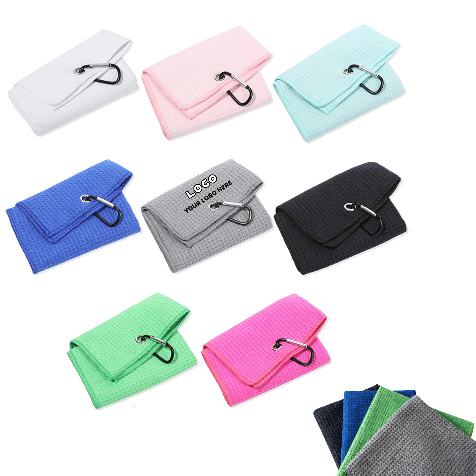 Full-Color Microfiber Golf Towel with Carabiner 1