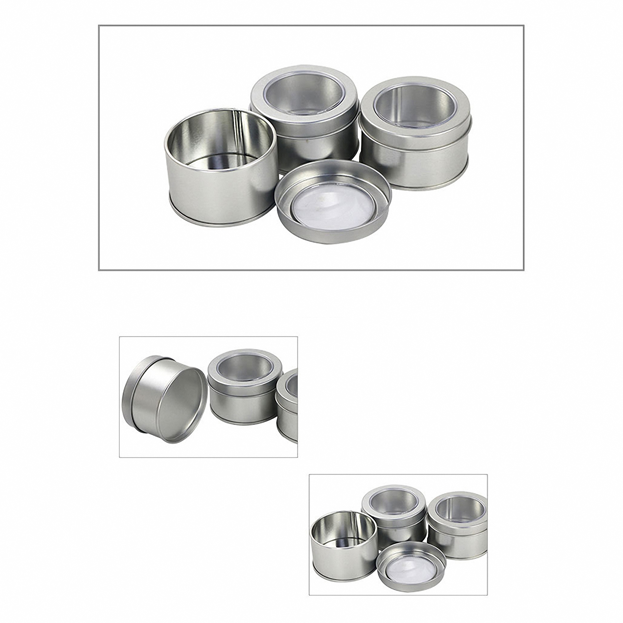 Clear Top Round Tin Can with Durable Design for Easy Storage and Organization 3