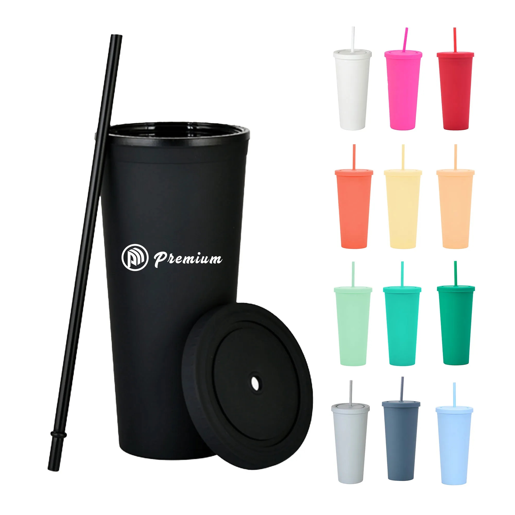 24oz Large Capacity Frosted Straw Cup 1