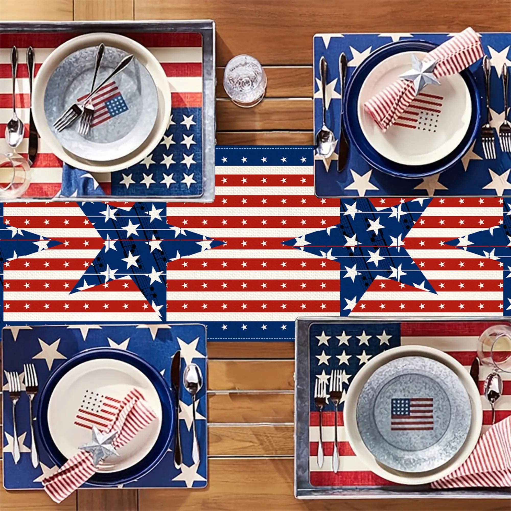 Patriotic Stars Stripes Table Runner 2