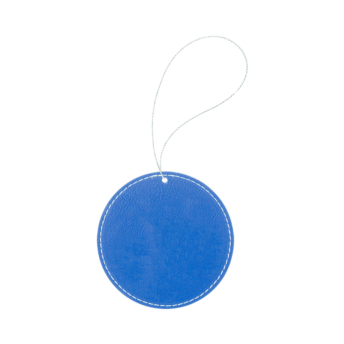 Blue/Silver Leatherette Round Ornament 2