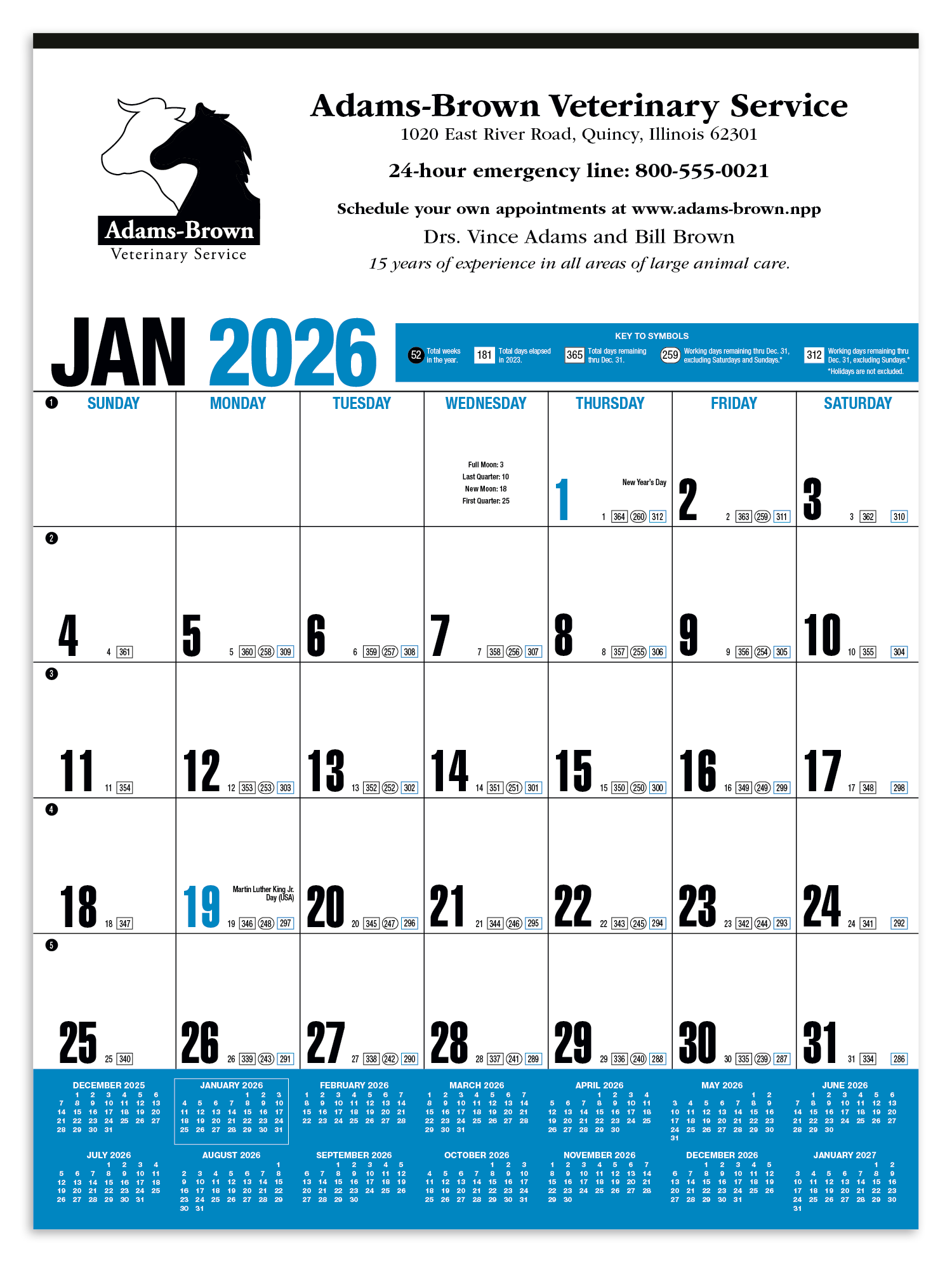 HotLine® Products Yearly Record® Blue Calendar 9