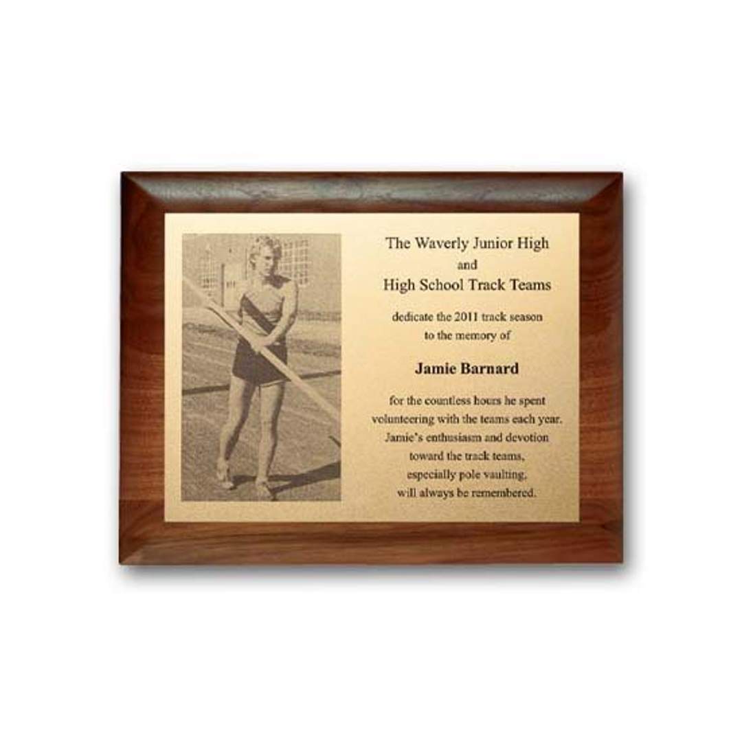 Metal Photo Plaq - Walnut Rolled Edge 1
